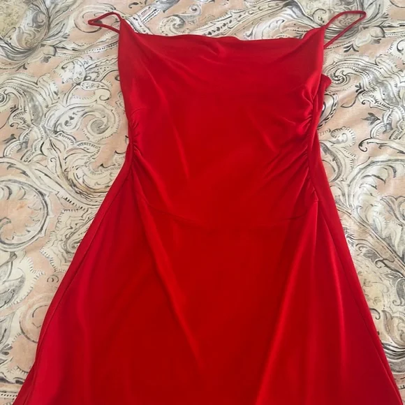 open lace back dress ABS by Allen Schwartz Women's Plus Size Tuxedo Dress with Gold Buttons - red